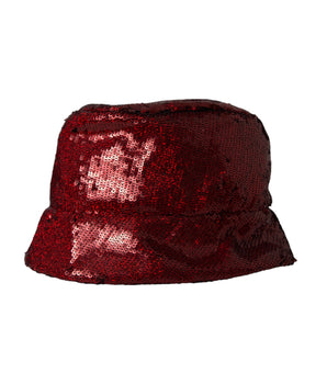 Dolce & Gabbana Red Sequined Nylon Bucket Hat Men