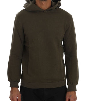 Daniele Alessandrini Elegant Green Cotton Hooded Sweater Daniele Alessandrini 