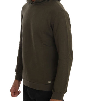 Daniele Alessandrini Elegant Green Cotton Hooded Sweater Daniele Alessandrini 