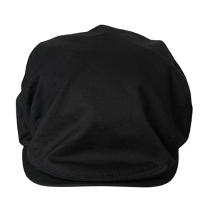 Dolce & Gabbana Black Cotton Blend Logo Newsboy Hat Men