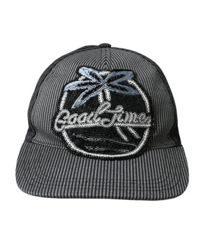 Dolce & Gabbana Black Cotton Embellished Baseball Hat Men