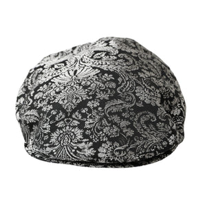 Dolce & Gabbana Black Silver Floral Jacquard Newsboy Hat Men