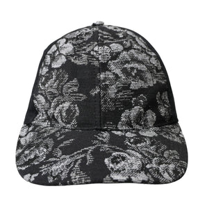 Dolce & Gabbana Black Silver Floral Print Baseball Hat Men