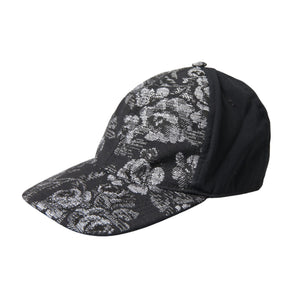 Dolce & Gabbana Black Silver Floral Print Baseball Hat Men