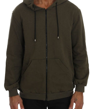 Daniele Alessandrini Elegant Green Full Zip Hooded Sweater Daniele Alessandrini 