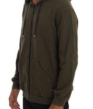 Daniele Alessandrini Elegant Green Full Zip Hooded Sweater Daniele Alessandrini 