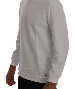Daniele Alessandrini Elegant White Cotton Hooded Sweater Daniele Alessandrini 