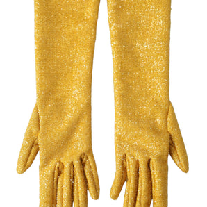 Dolce & Gabbana Gold Lurex Fantasia Mid Arm Length Gloves