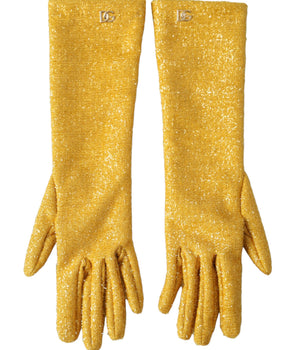 Dolce & Gabbana Gold Lurex Fantasia Mid Arm Length Gloves