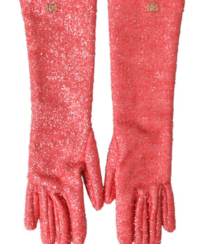Dolce &amp; Gabbana Pink Lurex Fantasy Mid Arm Length Gloves