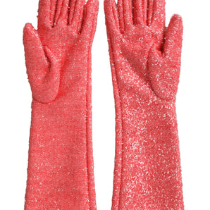 Dolce & Gabbana Pink Lurex Fantasia Mid Arm Length Gloves