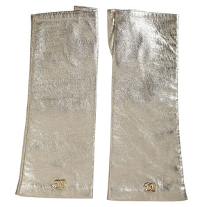 Dolce & Gabbana Silver Laminated Logo Finger Less Gloves