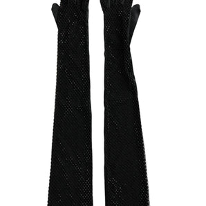 Dolce & Gabbana Women Black Mesh Net Elbow Length Gloves