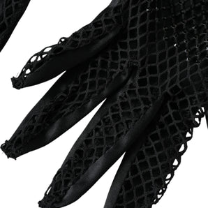 Dolce & Gabbana Women Black Mesh Net Elbow Length Gloves