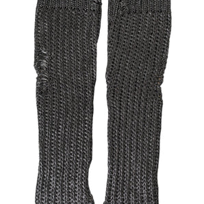 Dolce & Gabbana Gray Viscose Knitted Finger Less Gloves