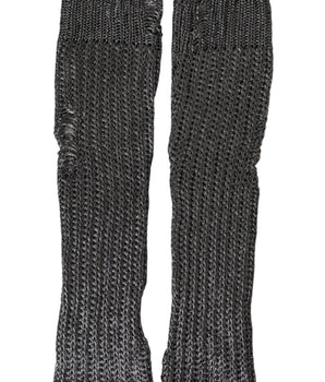 Dolce &amp; Gabbana Gray Viscose Knitted Finger Less Gloves