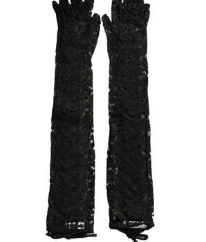 Dolce &amp; Gabbana Black Taormina Lace Elbow Length Gloves