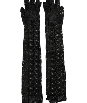Dolce &amp; Gabbana Black Taormina Lace Elbow Length Gloves