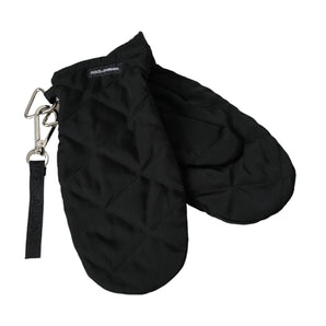 Dolce & Gabbana Black Quilted Nylon Wrist Length Mitten Gloves