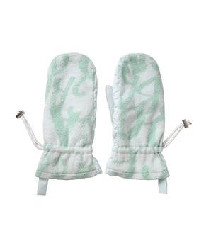 Dolce &amp; Gabbana White Nylon Fleece Wrist Length Mitten Gloves