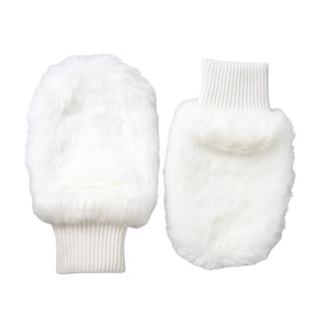 Dolce &amp; Gabbana White Acrylic Knitted Fur Wrist Mitten Gloves