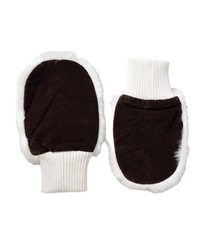 Dolce & Gabbana White Acrylic Knitted Fur Wrist Mitten Gloves