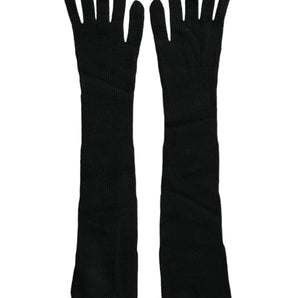 Dolce & Gabbana Black Cashmere Knitted Elbow Length Gloves