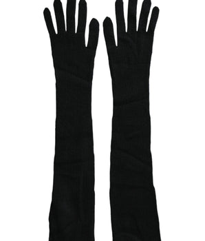 Dolce &amp; Gabbana Black Cashmere Knitted Elbow Length Gloves