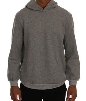 Daniele Alessandrini Sophisticated Gray Cotton Hooded Sweater Daniele Alessandrini 