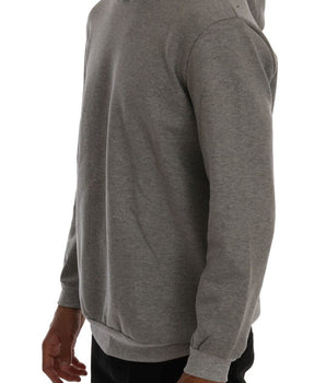Daniele Alessandrini Sophisticated Gray Cotton Hooded Sweater Daniele Alessandrini 