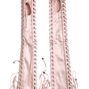 Dolce & Gabbana Pink Acetate Lace Up Fingerless Gloves