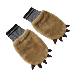 Dolce &amp; Gabbana Beige Acrylic Knitted Fur Wrist Mitten Gloves