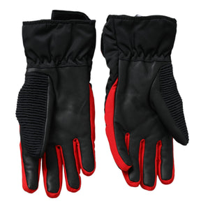 Dolce & Gabbana Black Red Nylon Wrist Length Gloves