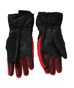 Dolce & Gabbana Black Red Nylon Wrist Length Gloves
