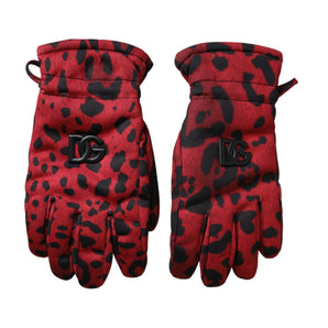 Dolce & Gabbana Red Leopard Logo Wrist Length Gloves