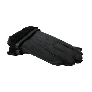 Dolce & Gabbana Black Leather Fur Short Hands Gloves