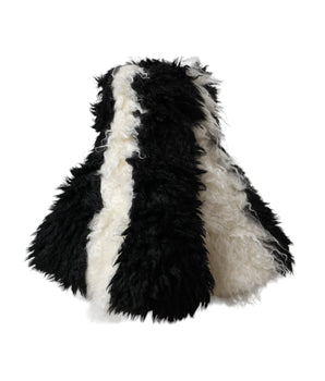 Dolce &amp; Gabbana Black White Stripes Mohair Fur Bucket Hat