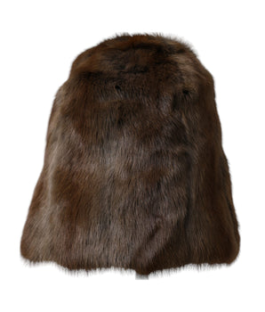 Dolce &amp; Gabbana Brown Weasel Fur Womens Cashmere Hat Beanie