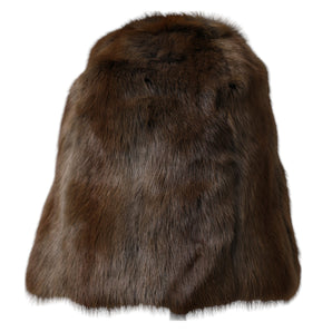 Dolce & Gabbana Brown Weasel Fur Womens Cashmere Hat Beanie