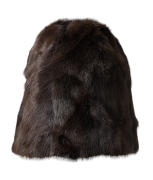 Dolce &amp; Gabbana Brown Weasel Fur Womens Cashmere Hat Beanie