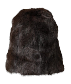 Dolce &amp; Gabbana Brown Weasel Fur Womens Cashmere Hat Beanie