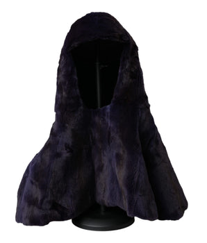 Dolce &amp; Gabbana Black Weasel Fur Whole Head Wrap Hat