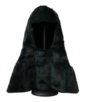 Dolce &amp; Gabbana Black Weasel Fur Whole Head Wrap Hat