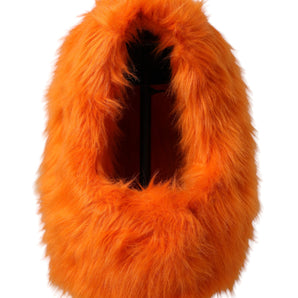 Dolce & Gabbana Orange Faux Fur Whole Head Wrap Hat