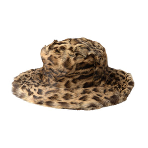 Dolce &amp; Gabbana Sombrero de pescador de mujer de piel de leopardo marrón