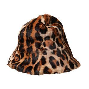 Dolce & Gabbana Brown Leopard Fur Women Bucket Hat