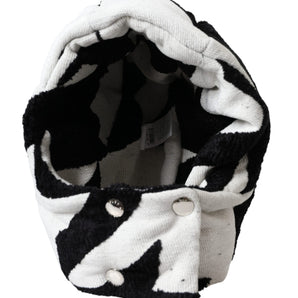 Dolce & Gabbana Black White Wool Whole Head Wrap Hat