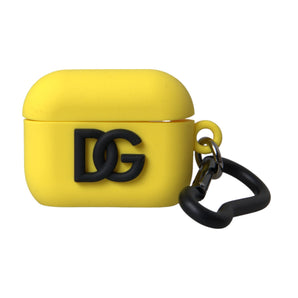 Dolce &amp; Gabbana Yellow Silicone Logo Embossed Airpods Case