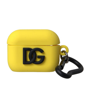 Dolce &amp; Gabbana Estuche para Airpods con logo en relieve de silicona amarillo