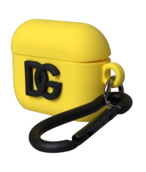 Dolce &amp; Gabbana Estuche para Airpods con logo en relieve de silicona amarillo